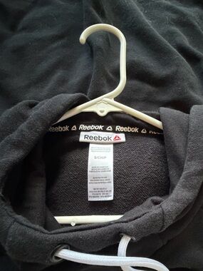 Reebok Black Pullover Hoodie with Logo Neck Tape